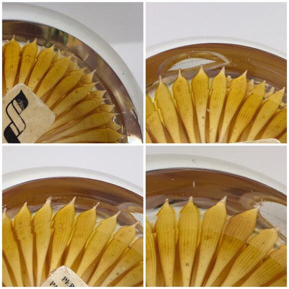 Perthshire 1986G Golden Dahlia Layered Petal Lampwork Flower Faceted Paperweight - Picture 8 of 12